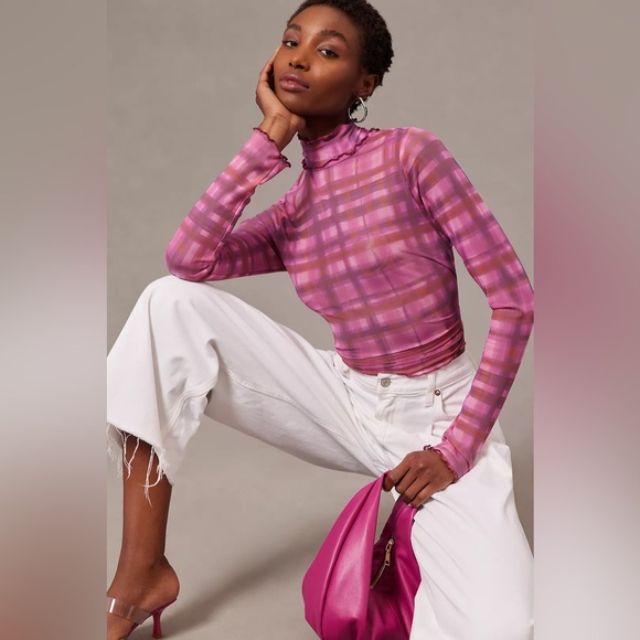 Anthropologie Pilcro Plaid Turtleneck Top - Picture 6 of 15